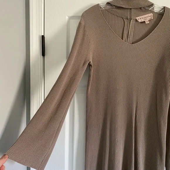 Philosophy | Dresses | Philosophy Long Sleeve Gray Taupe Dress | Poshmark